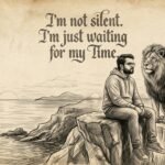 Man and lion sitting together