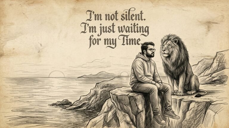 Man and lion sitting together