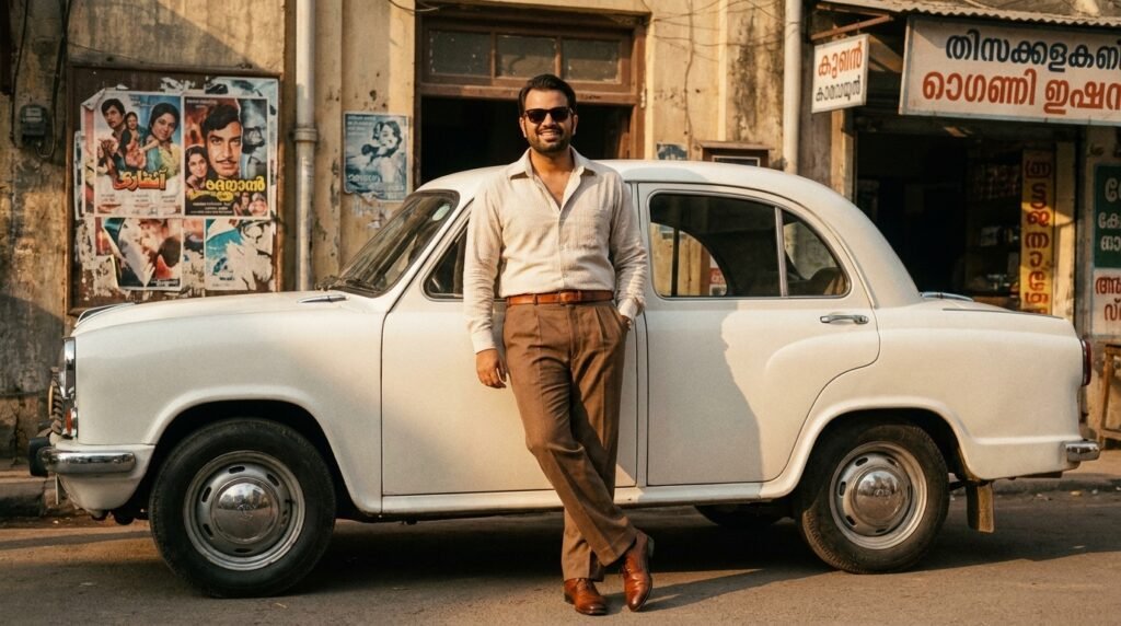1980s Look AI Photo Editing Prompts 2 Man leaning against vintage car 202609101114