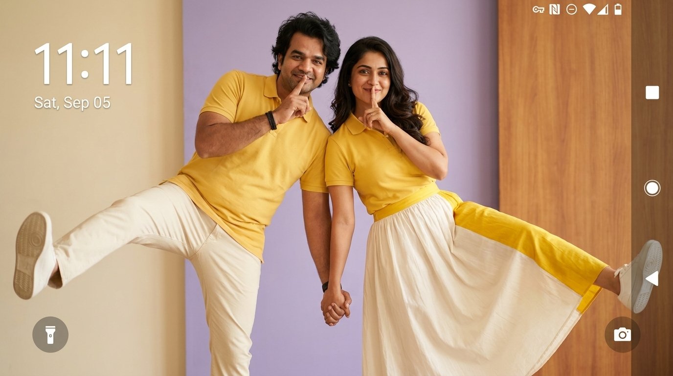 Couple posing facing